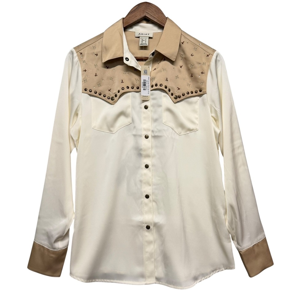 Ariat Wild Horse Embroidery Shirt Women M Western Studs Snap Cowgirl Equestrian - Picture 3 of 16
